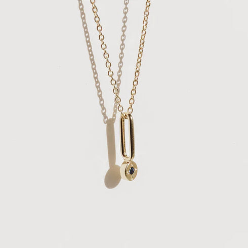 Sapphire Dot Pendant Charm in Yellow Gold